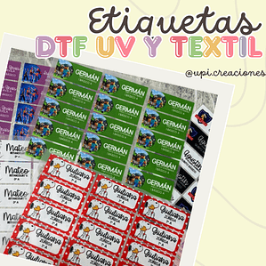 Etiquetas DTF UV y Textil