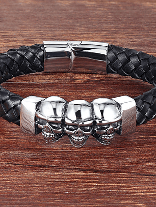 Pulsera 3 Calaveras Silver