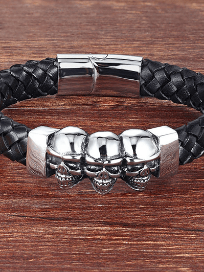 Pulsera 3 Calaveras Silver