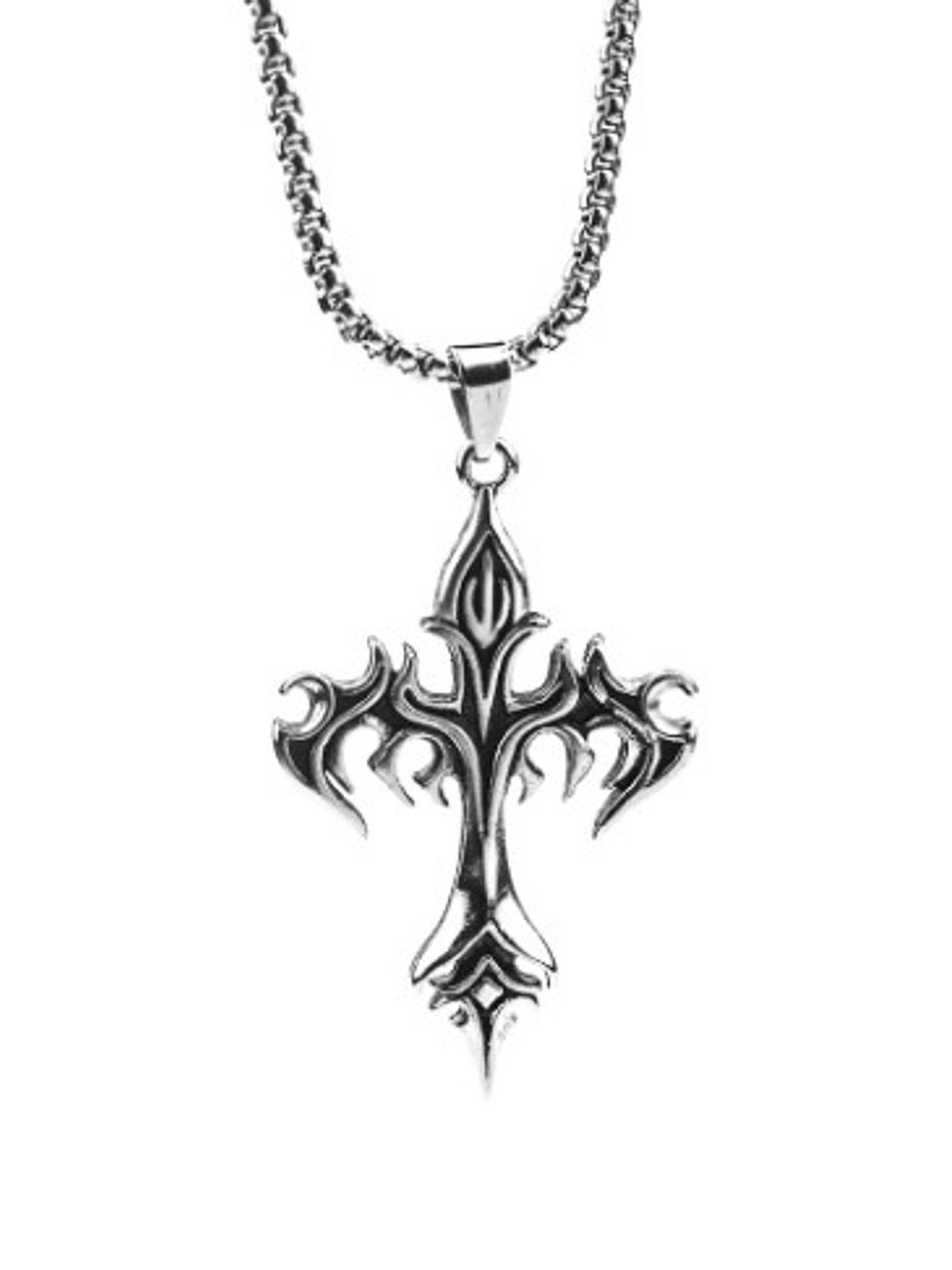 Collar con Colgante Cruz y Flamas 3