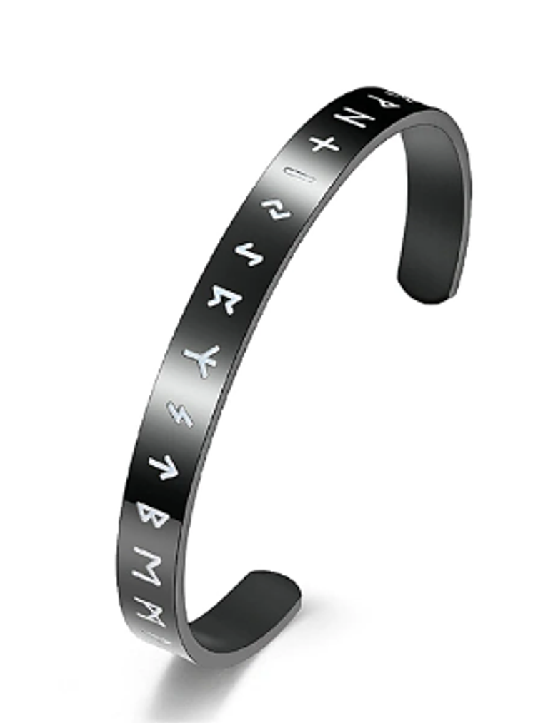 Brazalete Bangle Vikingo Acero -Runas hvit 1