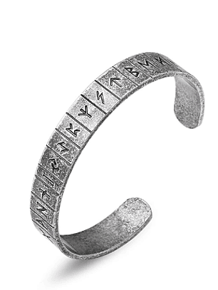 Brazalate Bangle Vikingo Acero -Runas Enmarcadas