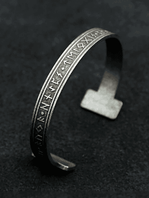 Brazalete Bangle Vikingo Acero -Runas & Triqueta