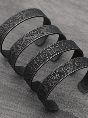 Brazalete Bangle Vikingo Acero - Diseños Metal Envejecido