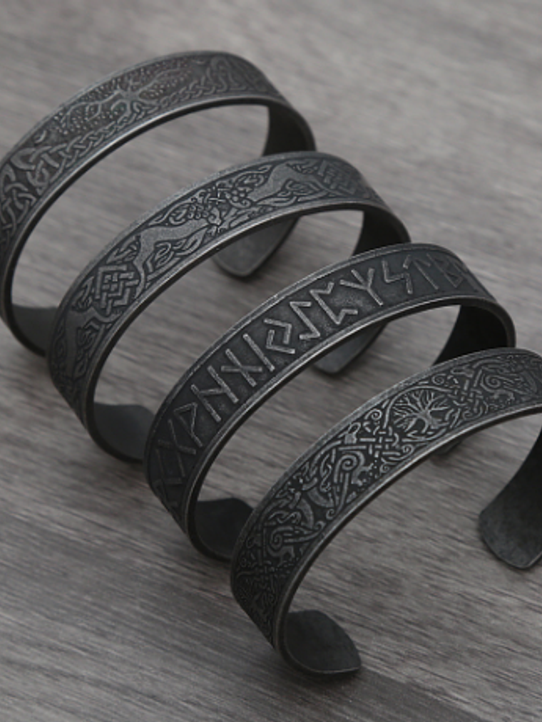 Brazalete Bangle Vikingo Acero - Diseños Metal Envejecido 1