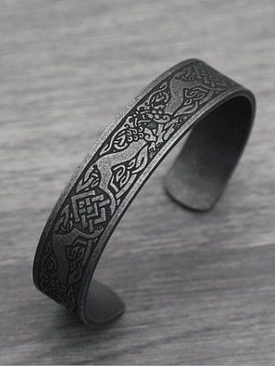 Brazalete Bangle Vikingo Acero - Diseños Metal Envejecido