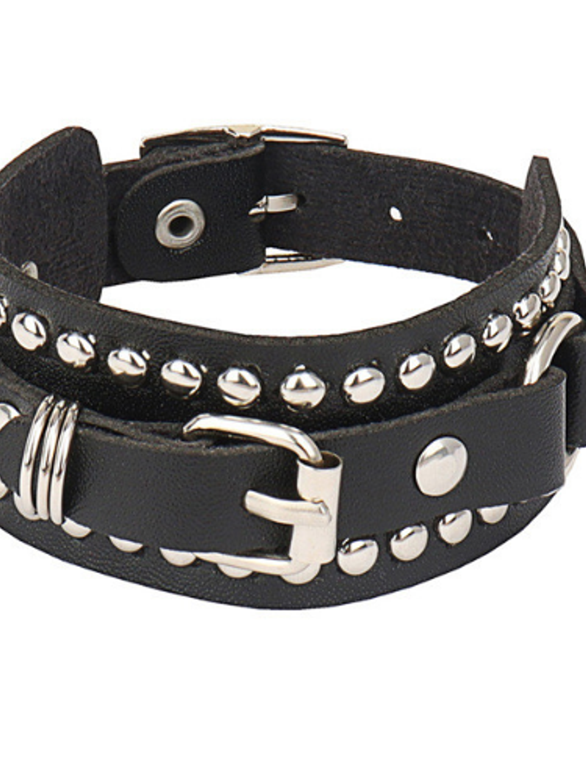 Brazalete ecocuero tachas y hebilla 1