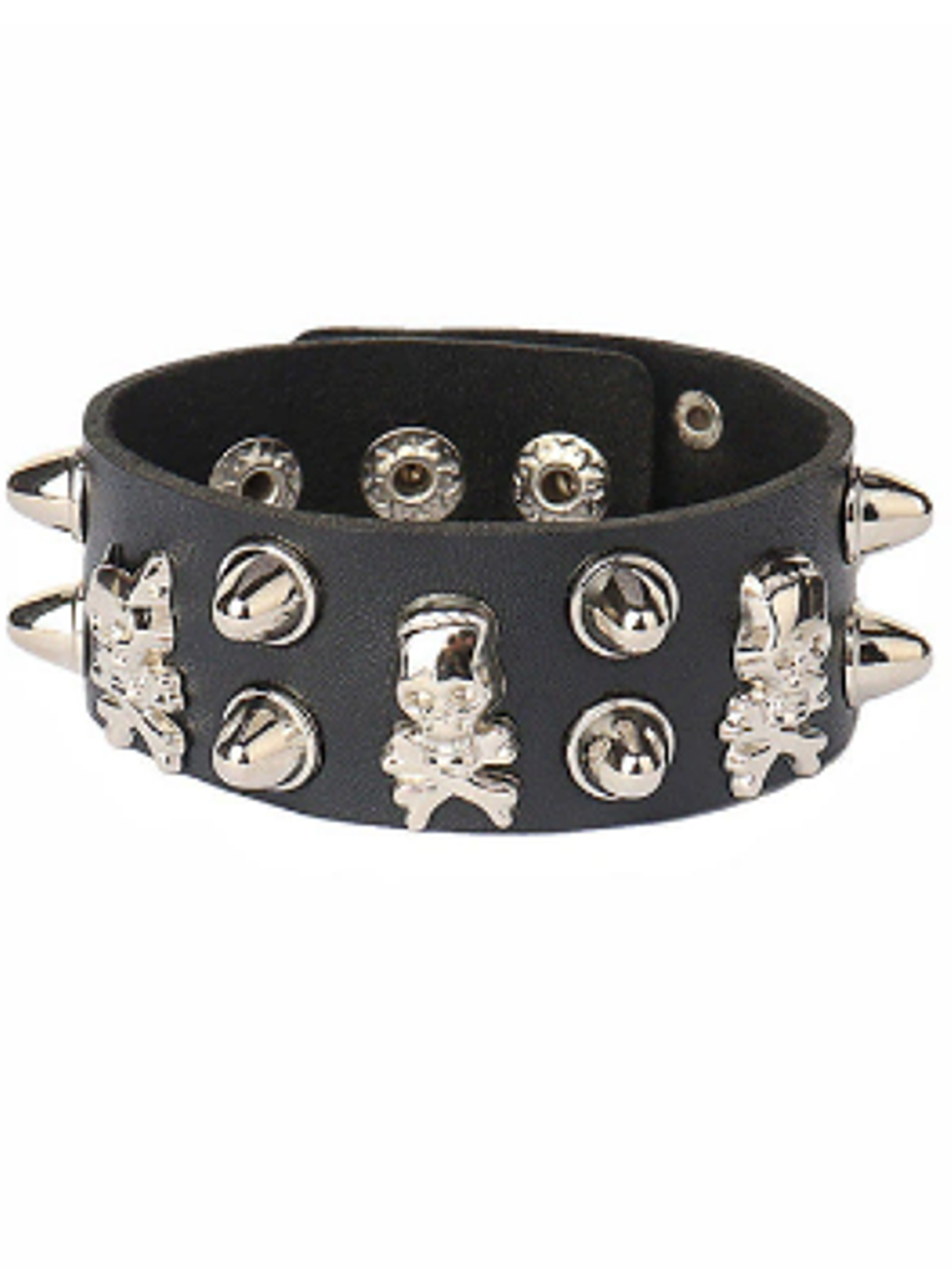 Brazalete ecocuero cuatro calaveras y spikes 1