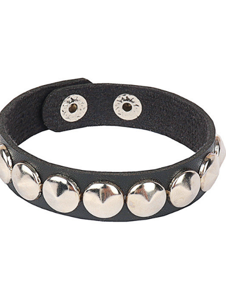 Brazalete ecocuero  tachas redondas una línea 1