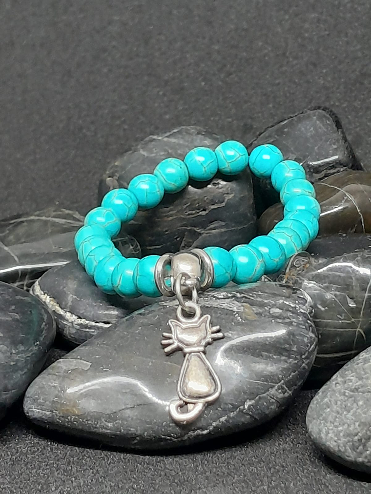 Pulsera piedras turquesa dije gato. 1