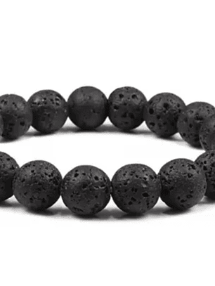 Pulsera piedra volcánica negra 10mm minimalista
