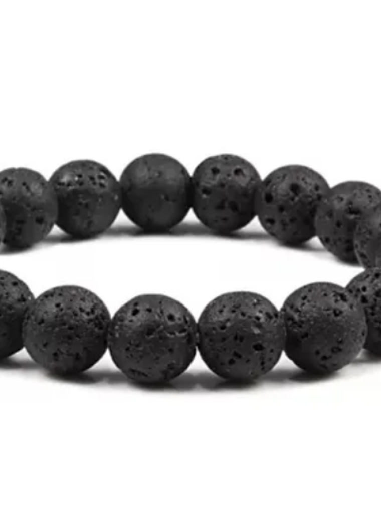 Pulsera piedra volcánica negra 10mm minimalista 1