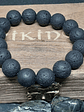 Pulsera piedra volcánica negra 10mm minimalista - Miniatura 2