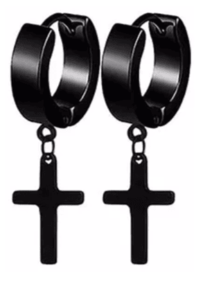 Aro acero - Clicker-negro colgante cruz