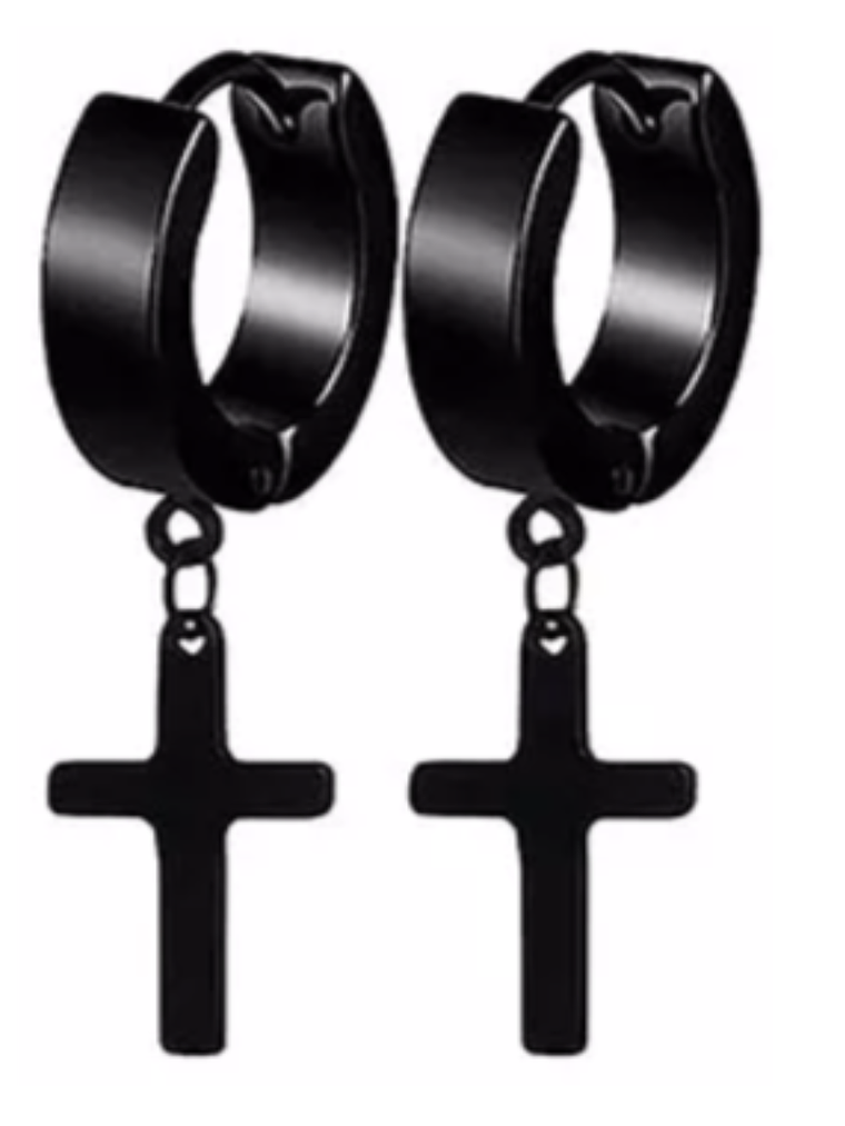 Aro acero - Clicker-negro colgante cruz 1