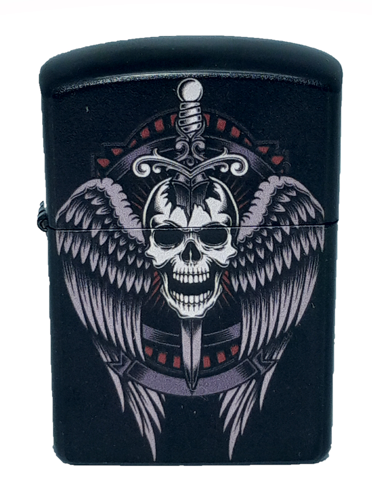Encendedor bencina Calavera espada 1