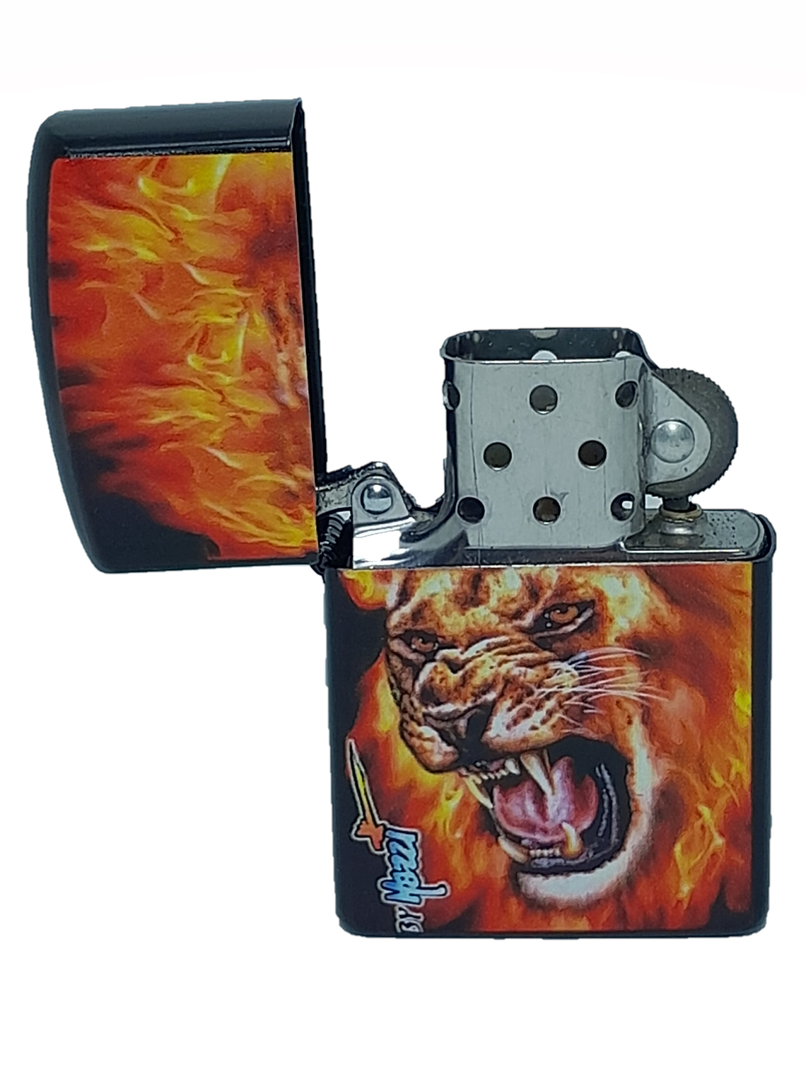 Encendedor bencina León en llamas 2