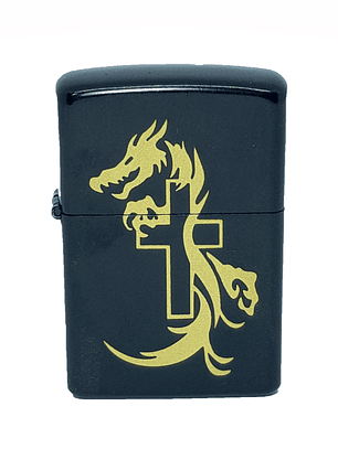 Encendedor bencina Dragón y cruz