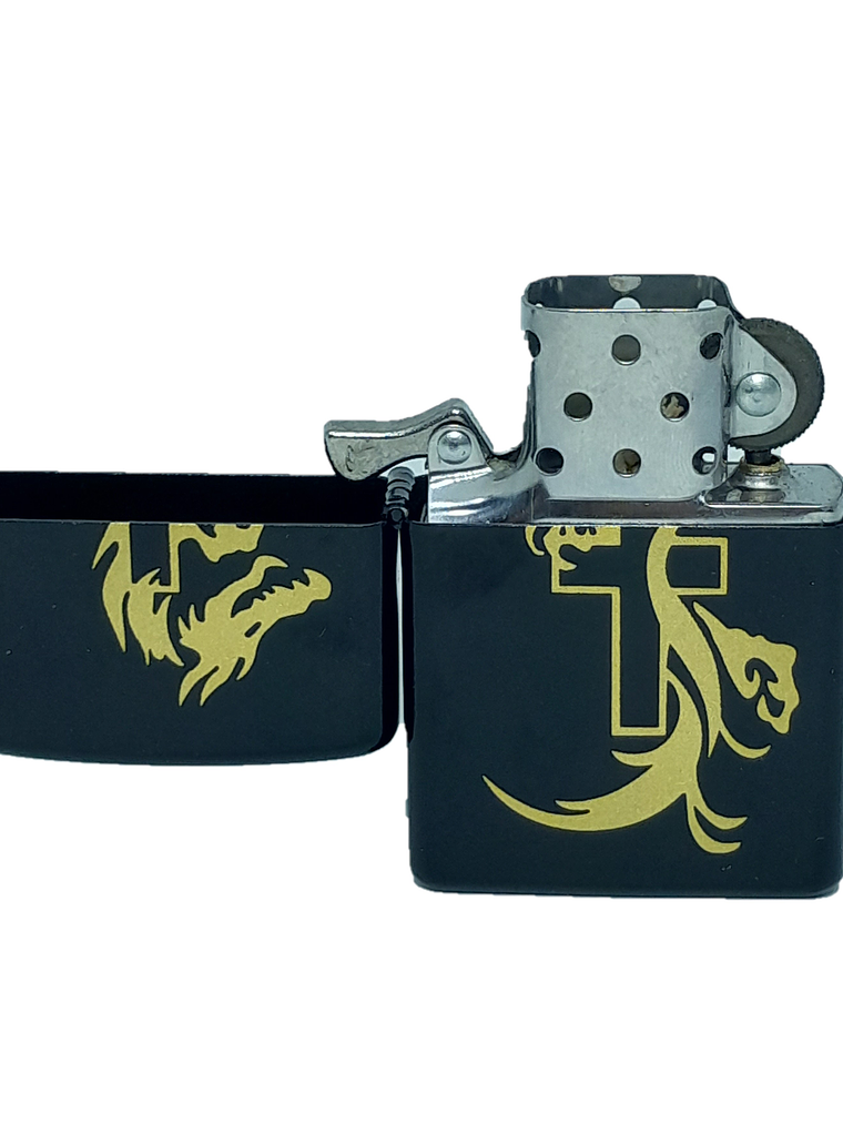 Encendedor bencina Dragón y cruz 2