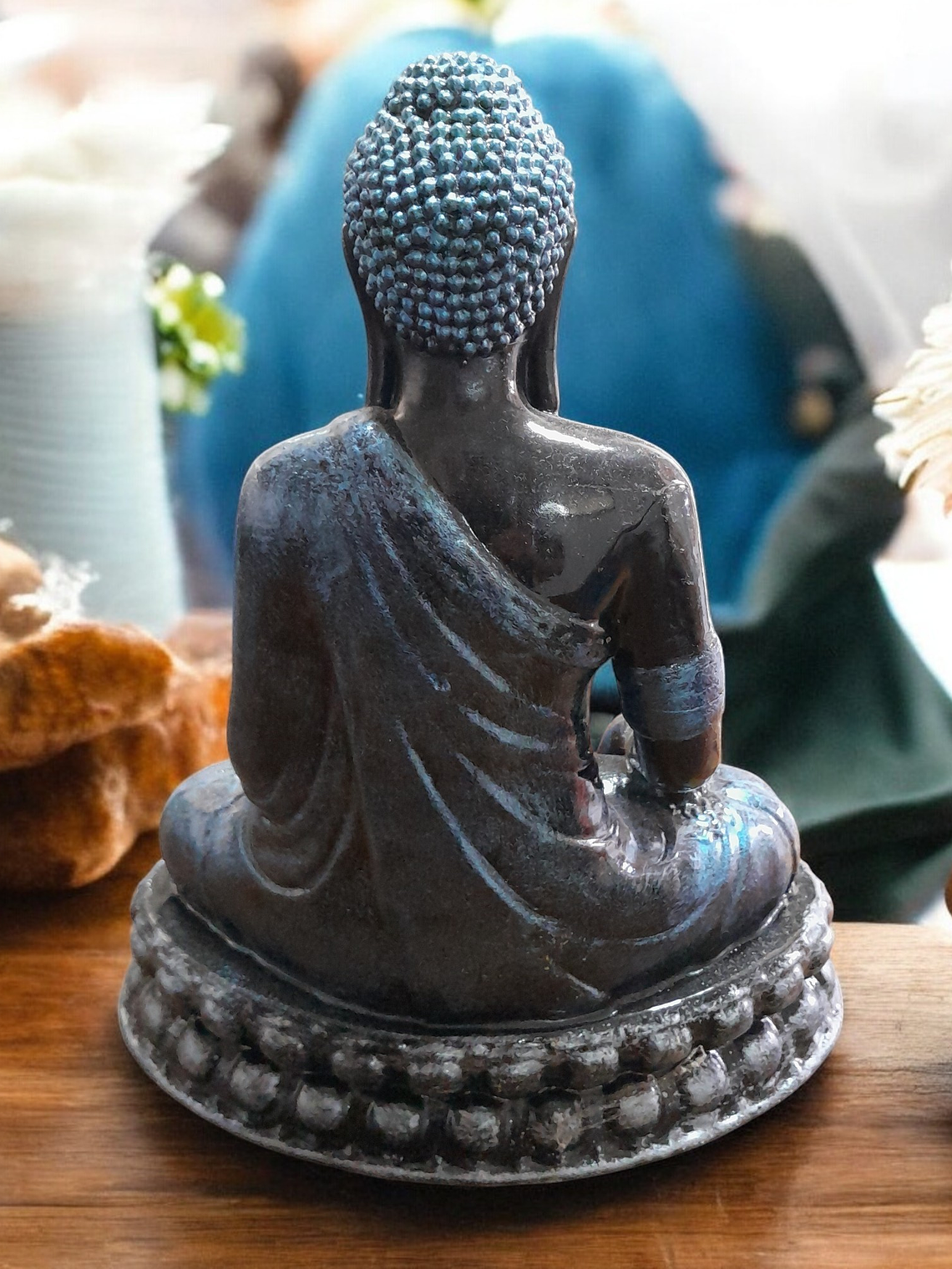 Figura Buda sobre bimana 22cm 4