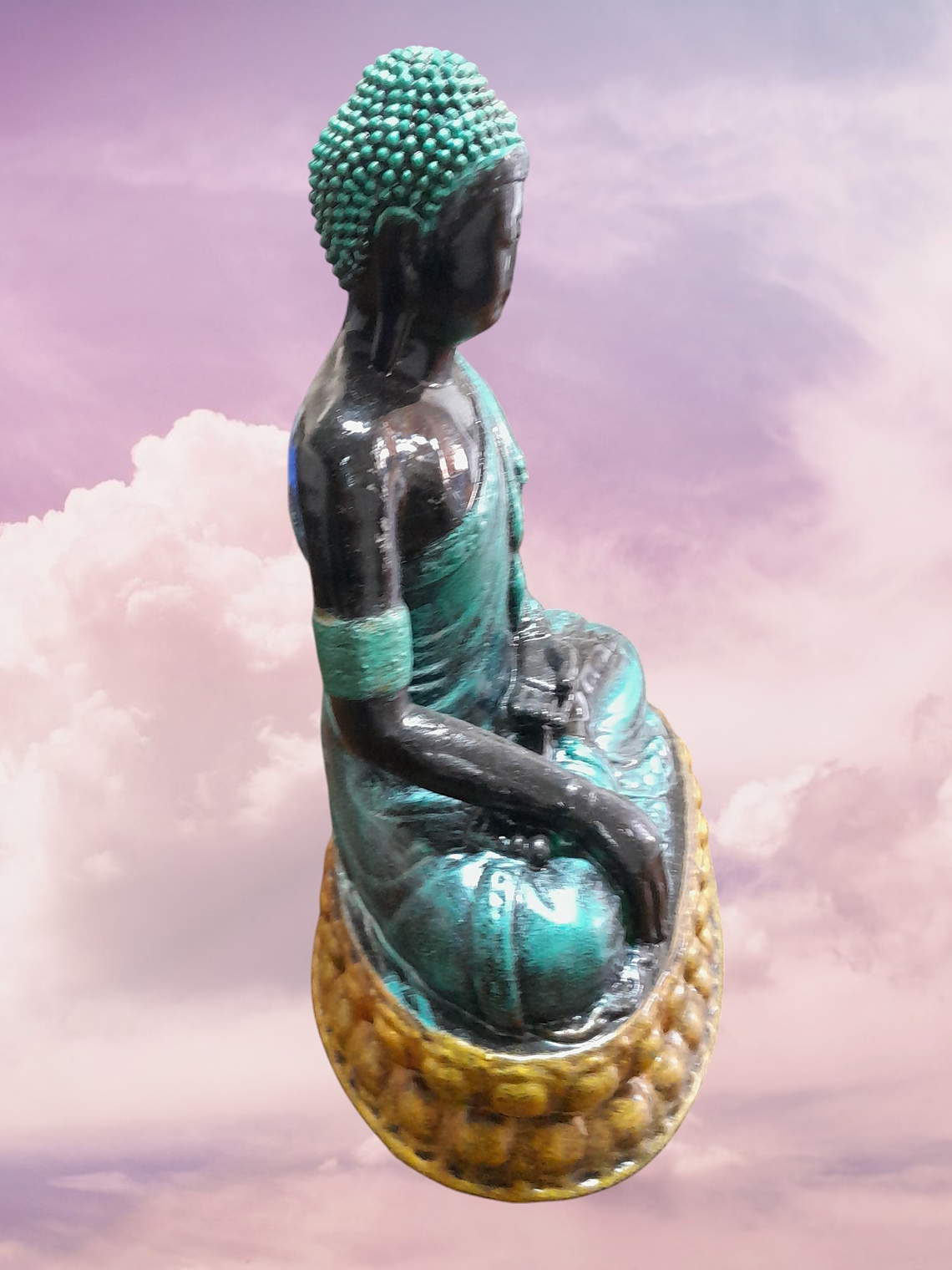 Figura Buda sobre bimana 22cm 7