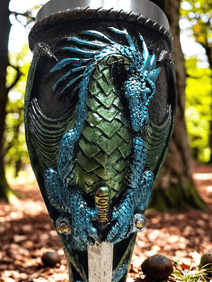 Copa Dragón sobre espada full color- Cáliz 19 cm 