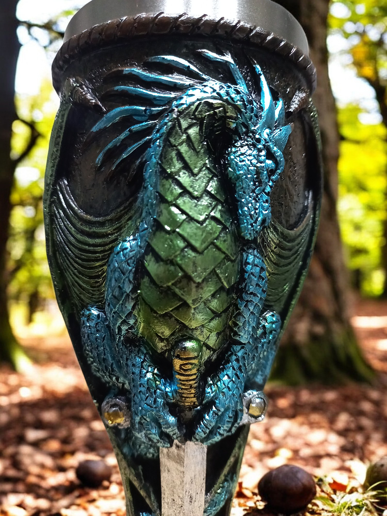 Copa Dragón sobre espada full color- Cáliz 19 cm  2
