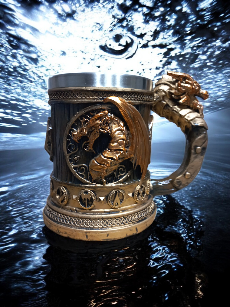 Jarra Vikinga 450cc  Roble y Dorado - shopero Mug 13cm 1