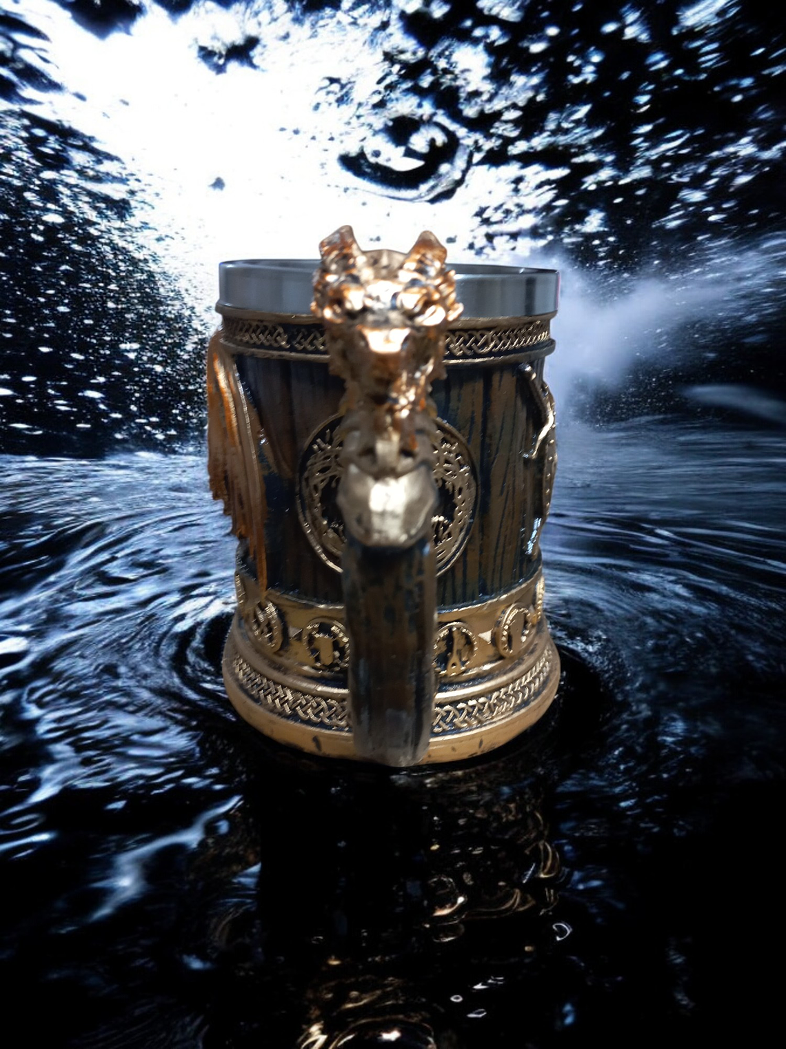 Jarra Vikinga 450cc  Roble y Dorado - shopero Mug 13cm 4