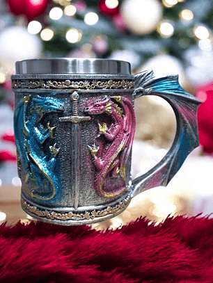 Tazón Shopero Mug Vikingo 400cc  Dos Dragones Medievales