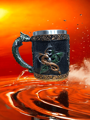 Jarra Vikinga 400cc  Dragón Nórdico - shopero Mug 12 cm