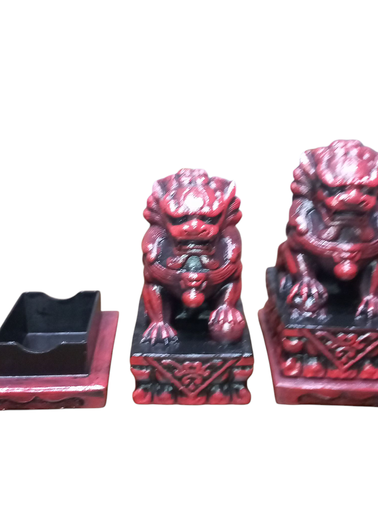 Figuras 2 Perros Fu o Leones De Buda Con Joyero 5