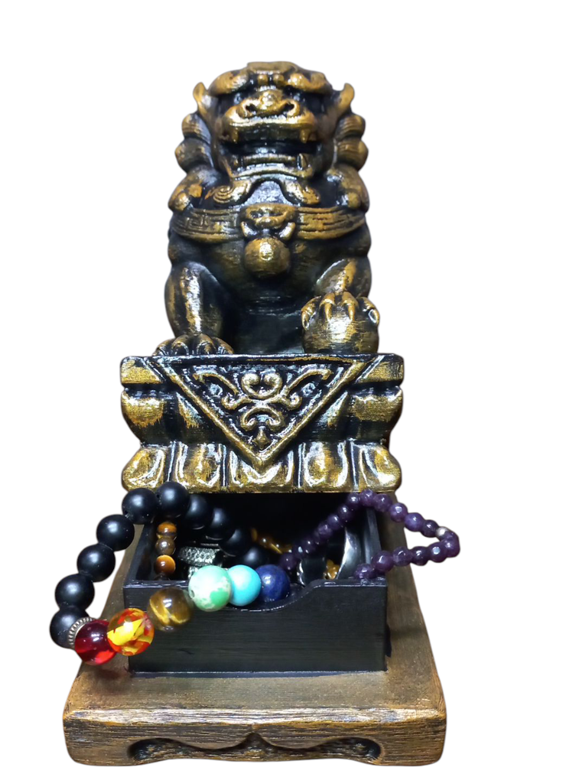 Figuras 2 Perros Fu o Leones De Buda Con Joyero 24