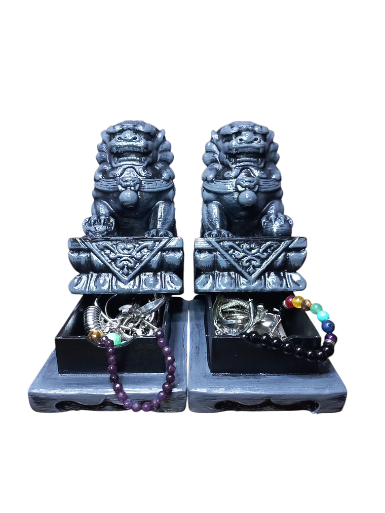 Figuras 2 Perros Fu o Leones De Buda Con Joyero 30