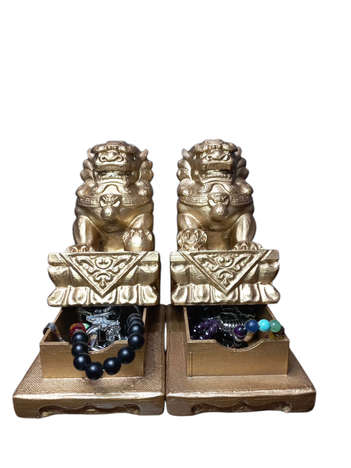 Figuras 2 Perros Fu o Leones De Buda Con Joyero 33