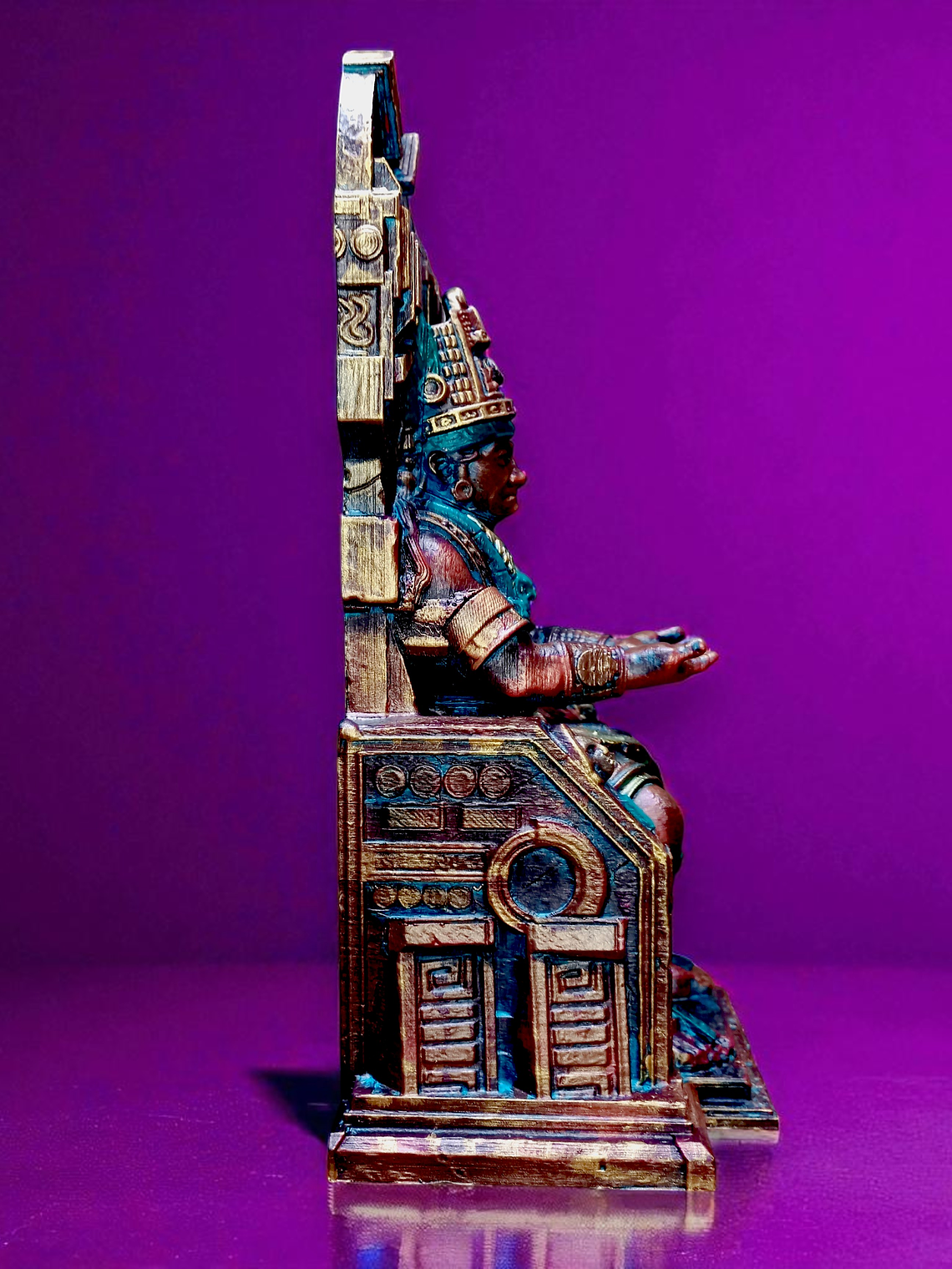 Figura Tlatoani soporte celular celular 24 cm (sutil efecto de oxidación) 2