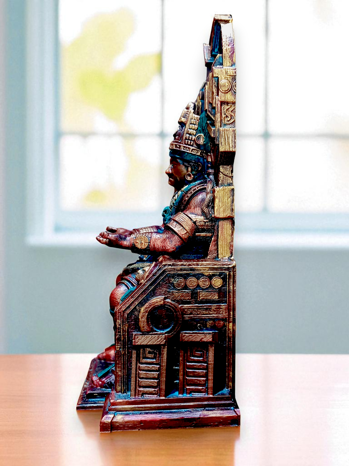 Figura Tlatoani soporte celular celular 24 cm (sutil efecto de oxidación) 3