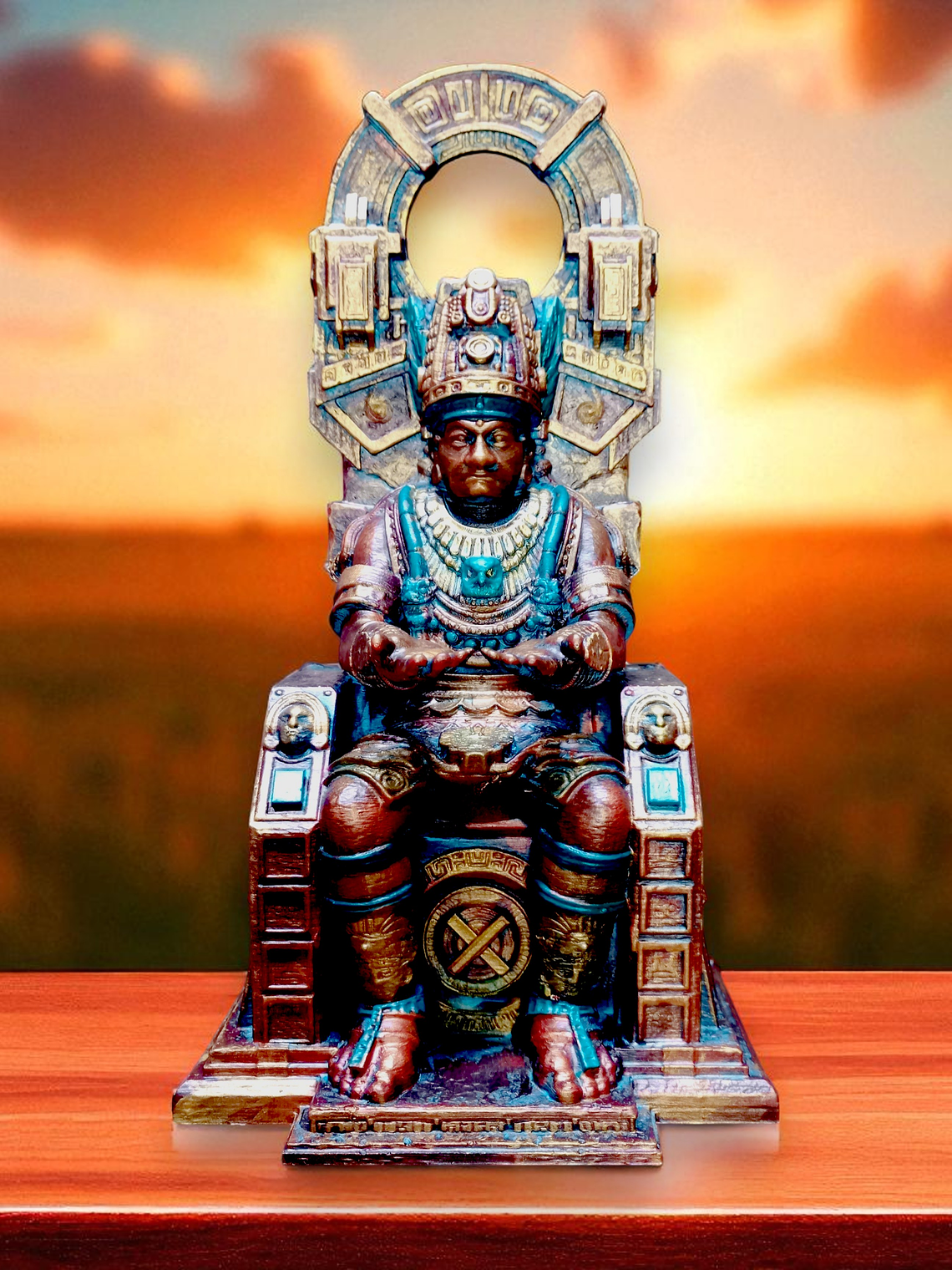 Figura Tlatoani soporte celular celular 24 cm (sutil efecto de oxidación) 1