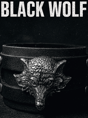 Brazalete de cuero Black Wolf