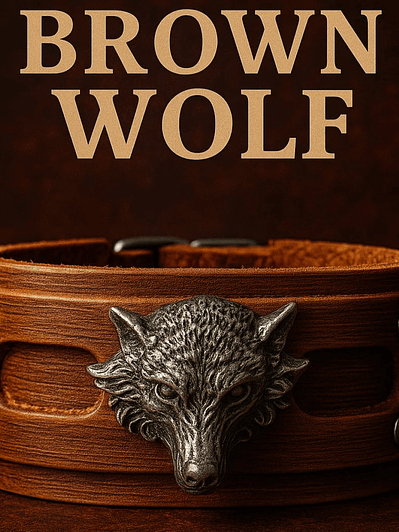 Brazalete de cuero Brown Wolf