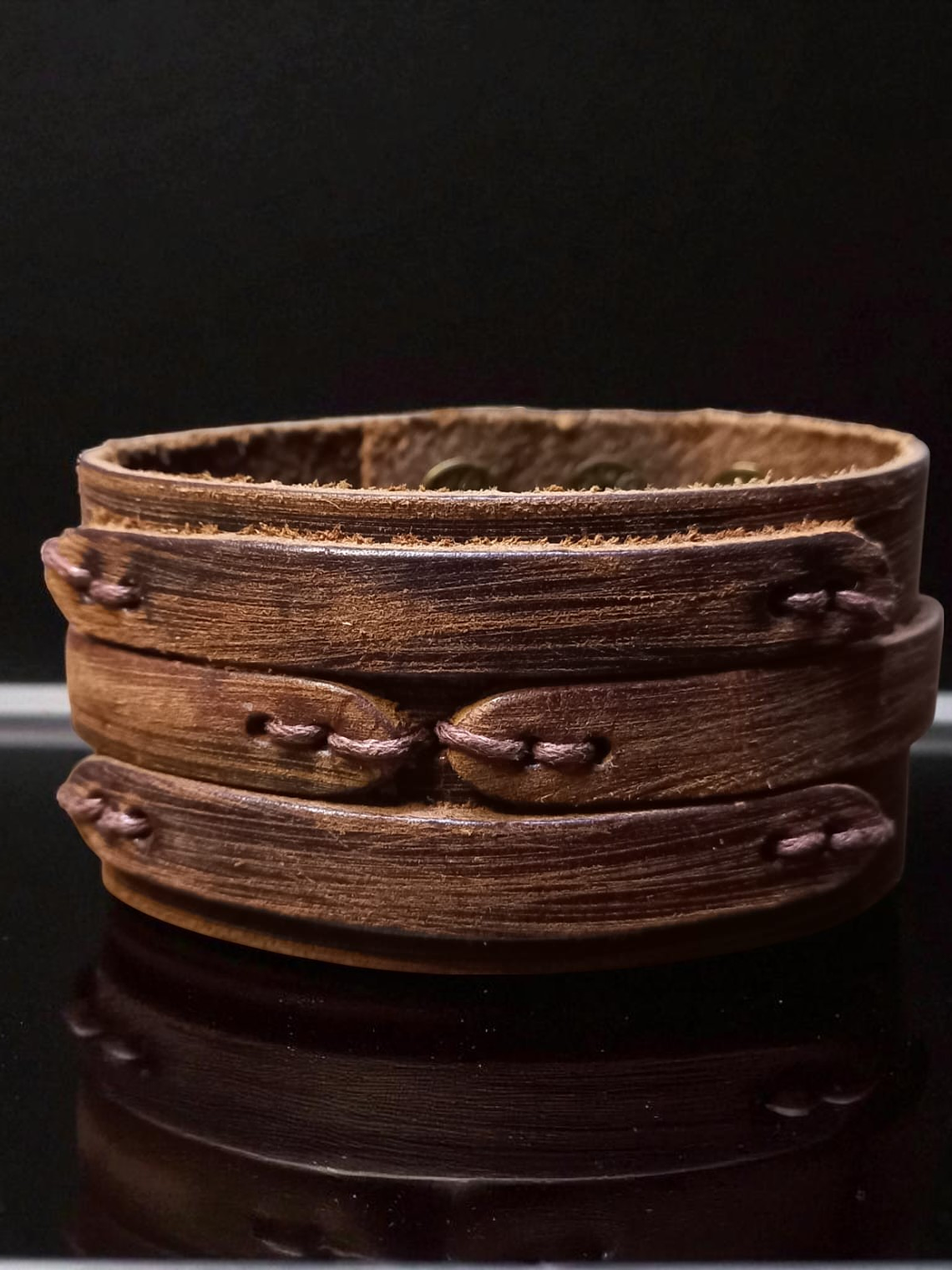 Brazalete de cuero Marrón minimalista 1