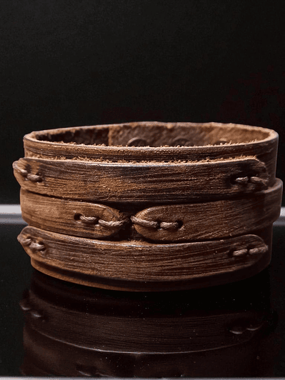 Brazalete de cuero Marrón minimalista