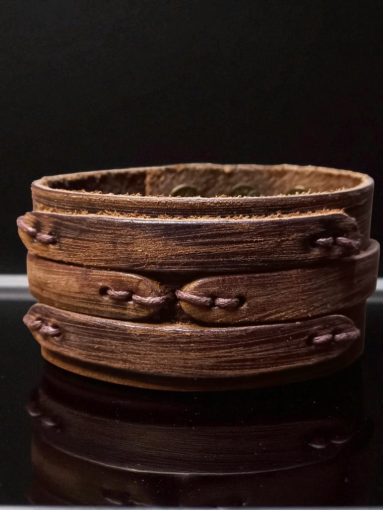 Brazalete de cuero Marrón minimalista 1
