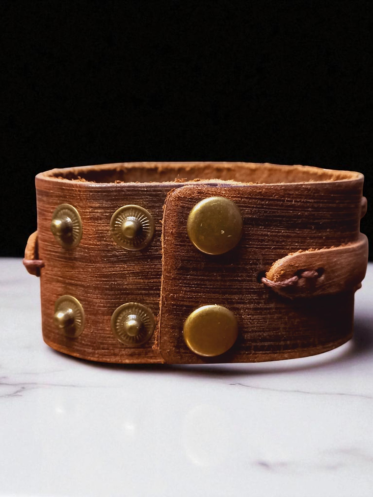 Brazalete de cuero Marrón minimalista 3