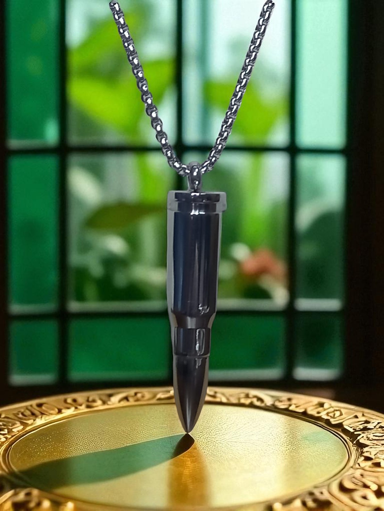 Collar con Colgante en acero diseño bala 3