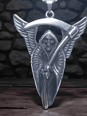 Collar con Colgante en acero diseño de la Parca o Segador