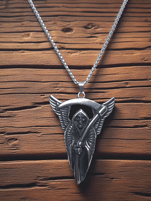 Collar con Colgante en acero diseño de la Parca o Segador