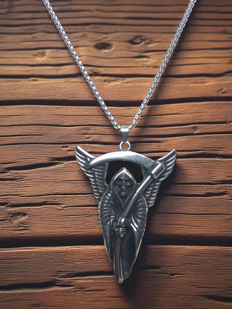 Collar con Colgante en acero diseño de la Parca o Segador 1