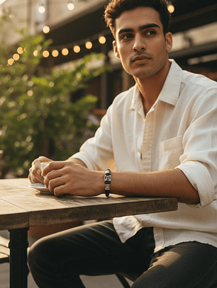 Pulsera de cuero símbolos en acero y cierre magnético