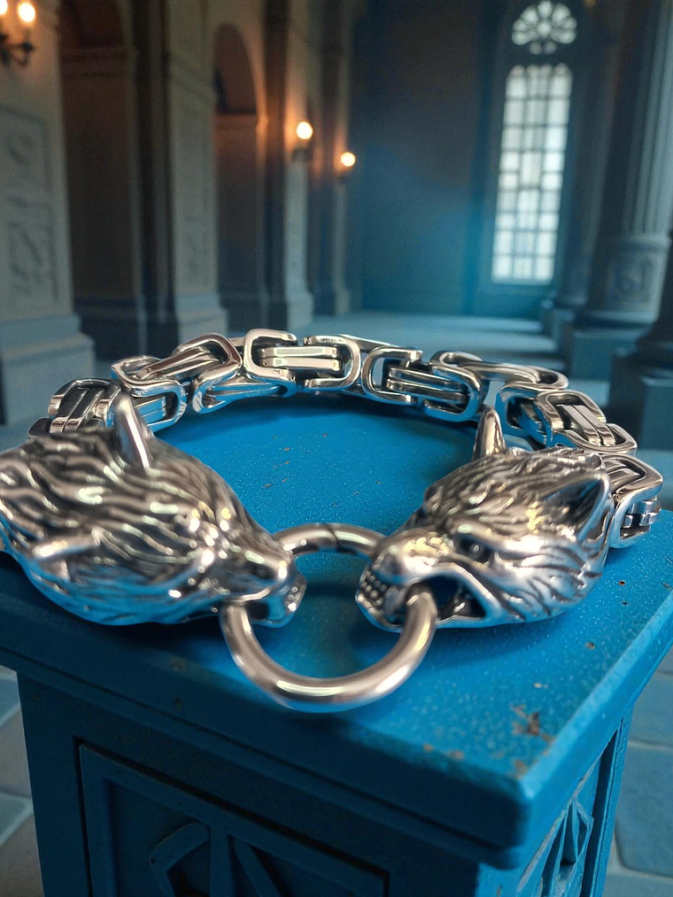 Pulsera de acero lobos vikingos 1